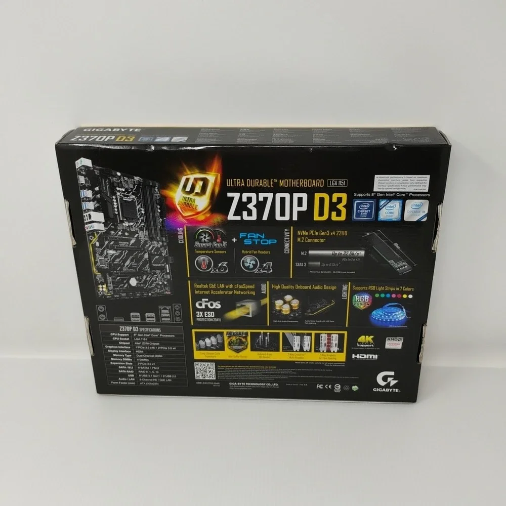 GIGABYTE Z370P D3 HDMI USB Socket LGA 1151 ATX Intel Motherboard New in Open Box